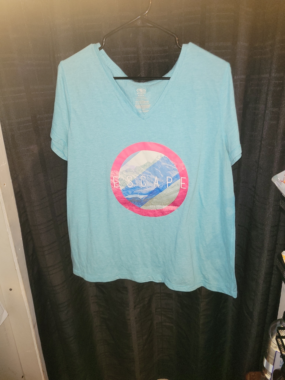 Athletic Works Teal V-Neck Tee with White Logo